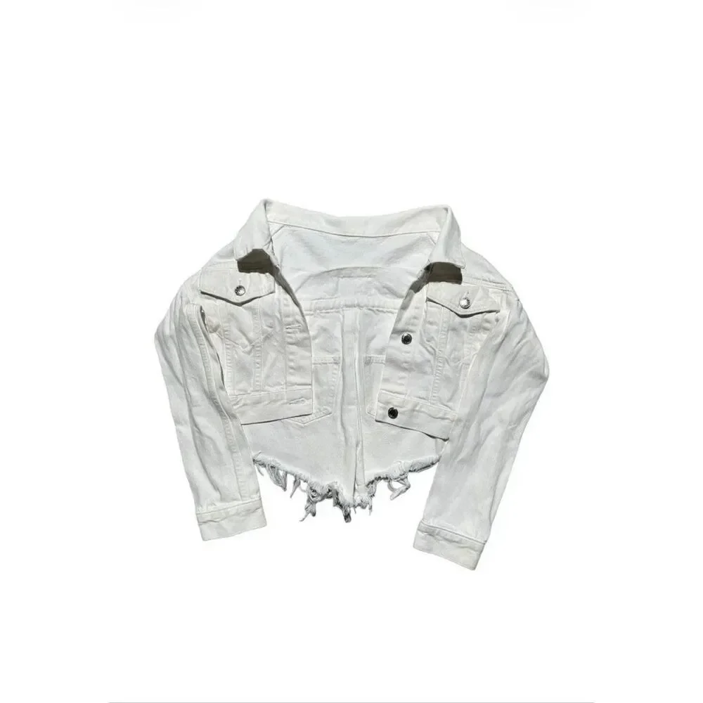 Alexander Wang Deconstructed Hybrid Denim Shorts Attached Jacket White Sz 25